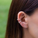 14K White Gold Diamond Two-Row Ear Cuff Earring