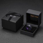 Men's 8mm Black Tungsten Wedding Band with Purple Center