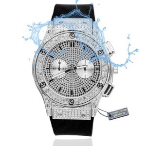 Moissanite Diamond Gold Watch for Men, Waterproof