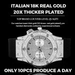 Moissanite Diamond Gold Watch for Men, Waterproof