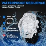 Moissanite Diamond Gold Watch for Men, Waterproof