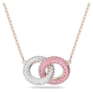 Pink and White Swarovski Interlocking Circle Necklace