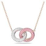 Pink and White Swarovski Interlocking Circle Necklace