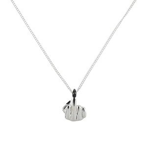 Bold Middle Finger Necklace in Sterling Silver