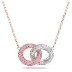 Pink and White Swarovski Interlocking Circle Necklace