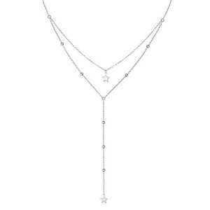 Layered Star Bead Necklace in S925 Silver