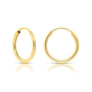 14k Yellow Gold Round Endless Hoop Earrings
