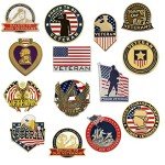 Veteran Patriotic Gold Plated Lapel Pin Set
