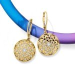 Diamond Circle Drop Earrings in 18kt Gold