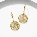 Diamond Circle Drop Earrings in 18kt Gold