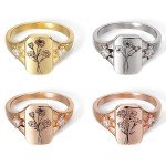 Personalized Sterling Silver Birth Flower Ring