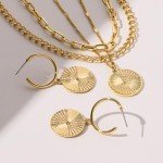 Gold Layered Chain Necklace Set with Coin Charm