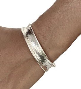 Handmade Hammered Sterling Silver Cuff Bracelet ½”