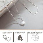 Sterling Silver Heart Layered Necklace Set