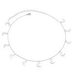 Crescent Moon Silver Choker Necklace for Women