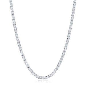 Sterling Silver Tennis Necklace for Men & Women