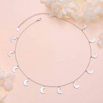 Crescent Moon Silver Choker Necklace for Women