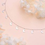 Crescent Moon Silver Choker Necklace for Women
