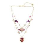 Betsey Johnson Women's Heart Charms Layered Necklace