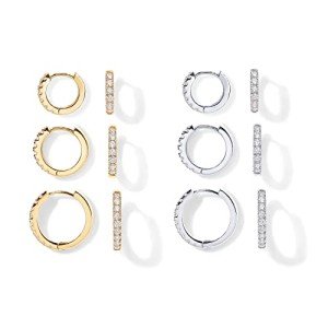 3 Pairs of Gold-Plated Sterling Silver Hoop Earrings
