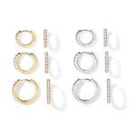 3 Pairs of Gold-Plated Sterling Silver Hoop Earrings