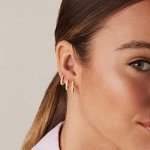 3 Pairs of Gold-Plated Sterling Silver Hoop Earrings