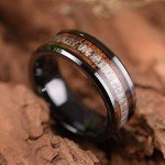 Ceramic Band Ring with Koa Wood and Antler Inlay