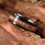Ceramic Band Ring with Koa Wood and Antler Inlay