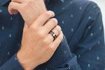 Ceramic Band Ring with Koa Wood and Antler Inlay