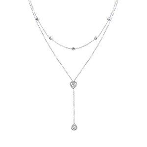 S925 Sterling Silver Teardrop Double Layered Necklace