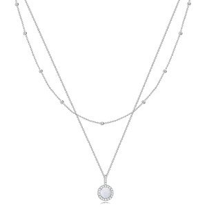 Sterling Silver Opal Layered Necklace for Women