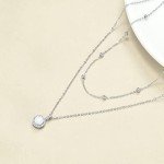Sterling Silver Opal Layered Necklace for Women