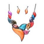 Vintage-Inspired Floral Crystal Necklace and Earring Set