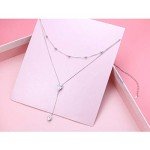 S925 Sterling Silver Teardrop Double Layered Necklace
