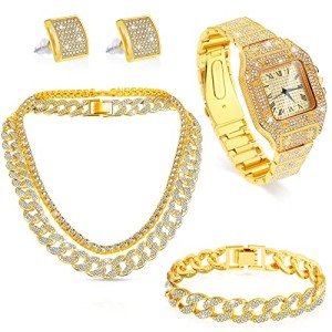 5-Piece Gold Hip Hop Jewelry Set for Men