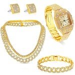5-Piece Gold Hip Hop Jewelry Set for Men
