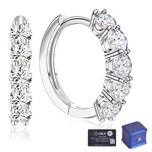 Elegant Moissanite Huggie Earrings in Silver