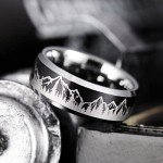 Men's Tungsten Wedding Ring with Forest Landscape Design