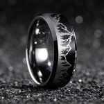 Men's Tungsten Wedding Ring with Forest Landscape Design