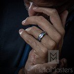 Men's Titanium Wedding Band with Blue CZ Stone