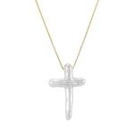 Gold-Filled Minimalist White Pearl Cross Necklace