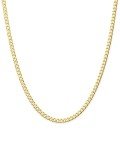 14k Gold Bonded 3mm Curb Chain Necklace for Men