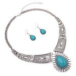 Chic Western Howlite Teardrop Necklace & Earring Set