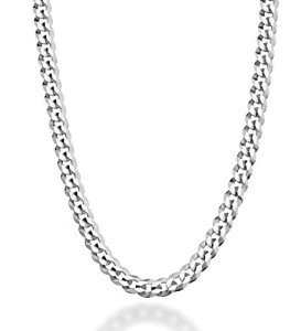 Miabella 30-Inch Sterling Silver Diamond Cut Chain