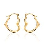 10K Gold Open Heart Hoop Earrings for Women
