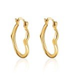 10K Gold Open Heart Hoop Earrings for Women