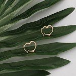 10K Gold Open Heart Hoop Earrings for Women