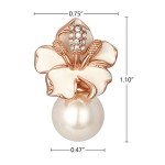 Rose Gold & Silver Pearl Flower Clip Earrings