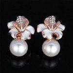 Rose Gold & Silver Pearl Flower Clip Earrings