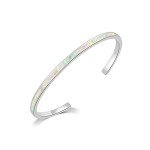 Women's Adjustable White Gold Opal Cuff Bracelet